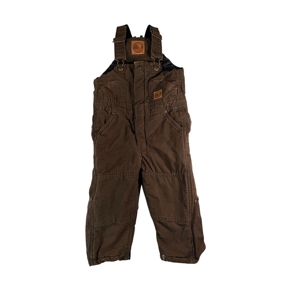 Berne Toddler 2T Insulated Bib Overalls Brown Duck Canvas Quilt Lined 🤎